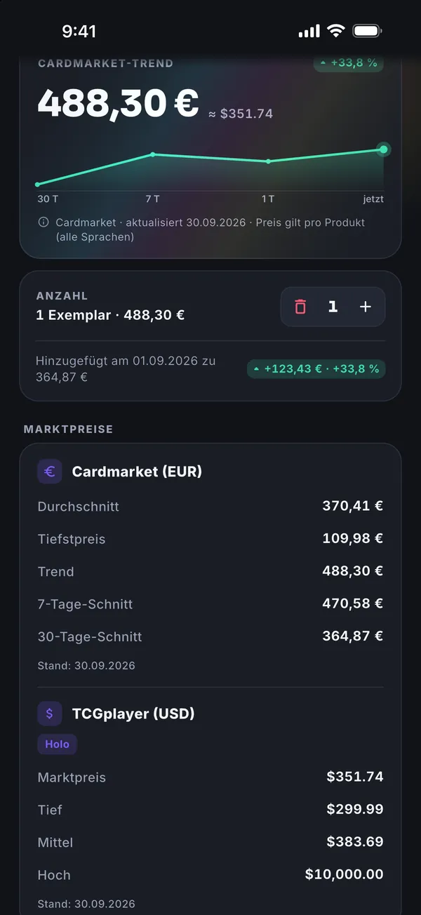 Marktpreise: Cardmarket und TCGplayer